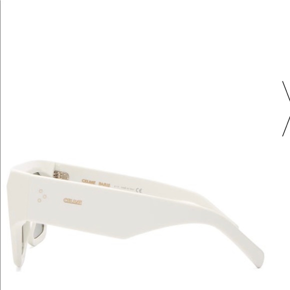 Celiné White Rectangular Acetate Sunglasses - Picture 3 of 8